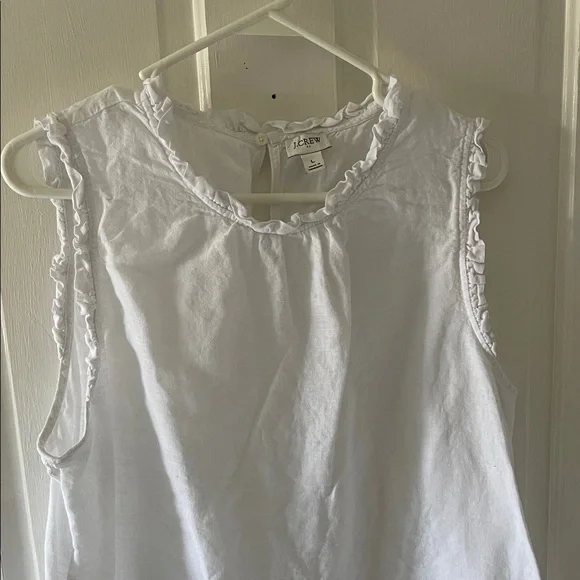 J. Crew White Ruffle Trim Blouse - Picture 3 of 5
